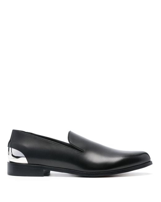 Alexander McQueen Black Metal-heel Leather Loafers for men