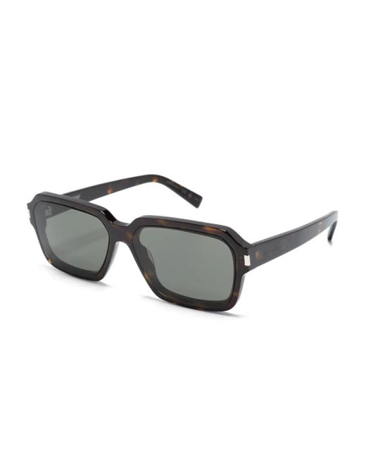 Saint Laurent Gray Tortoiseshell-Effect Rectangle-Frame Sunglasses