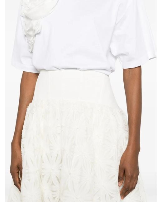 Jonathan Simkhai White Floral Midi Skirt