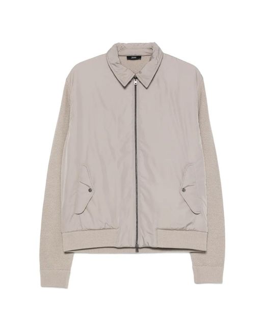 Herno Gray Panelled Waffle-Knit Lightweight Jacket for men