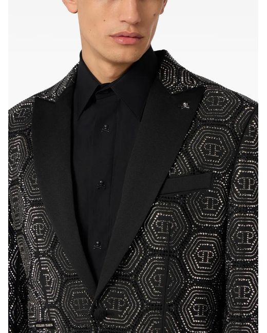 Philipp Plein Black Lord Fit Blazer Monogram for men