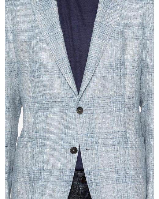Zegna Blue Checked Blazer for men