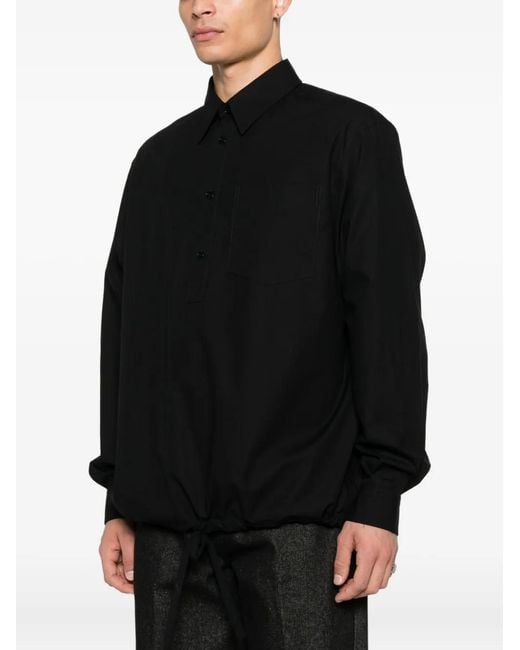 Gucci Black Button-Fastening Drawstring Shirt for men