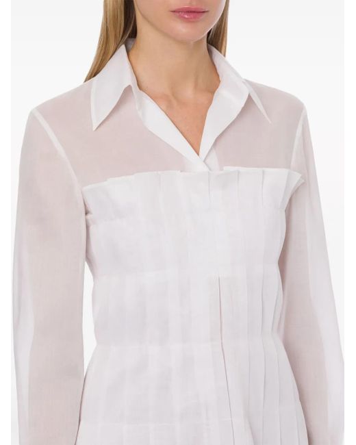 Alberta Ferretti White Draped Cotton Minidress