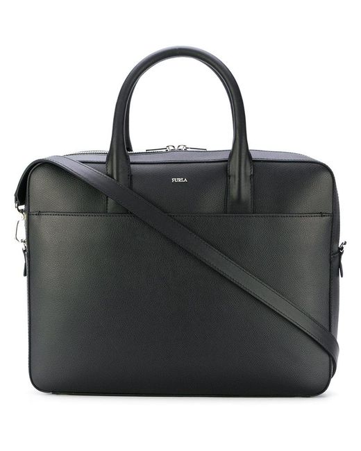 Furla Black Slim-line Laptop Bag for men