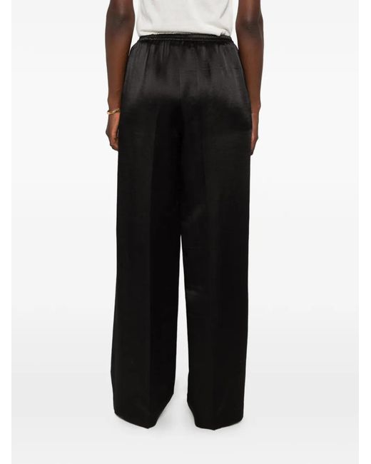 Soft Goat White Wide-Leg Silk Trousers