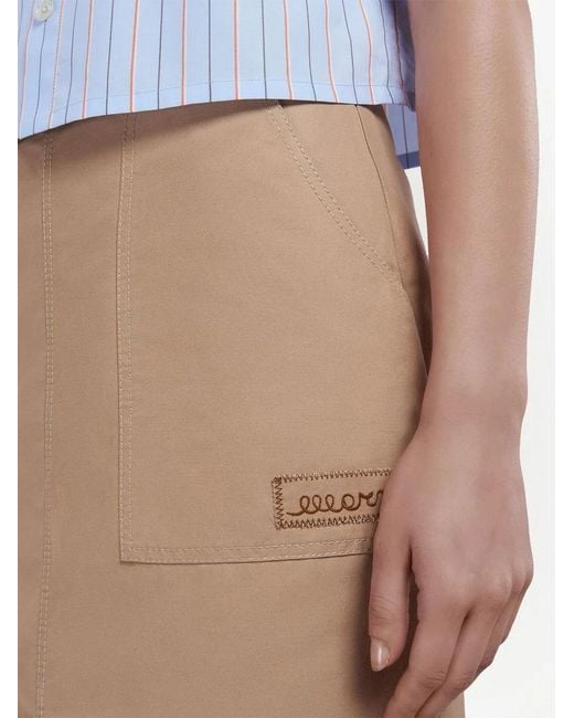 Marni Natural Slit High-Waist Midi Skirt