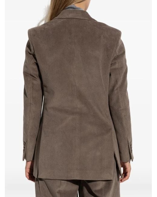 Officine Generale Double-breasted Corduroy Jacket Brown