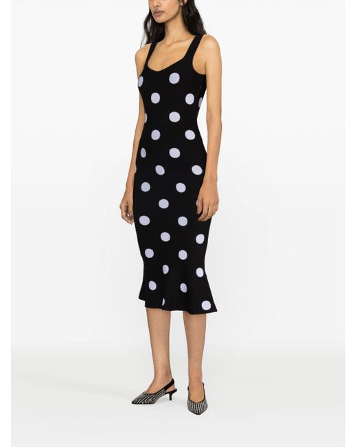 Marni Black Polka Dot-print Midi Dress