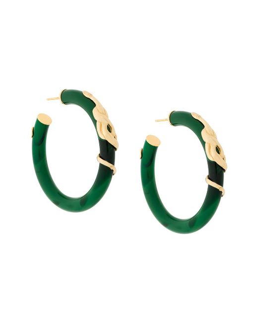 Gas Bijoux Green Cobra Hoop Earrings