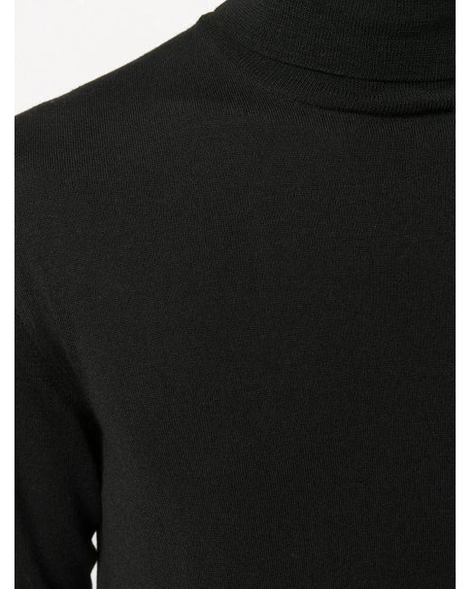Zanone Black Rib-Trimmed Roll Neck Jumper for men