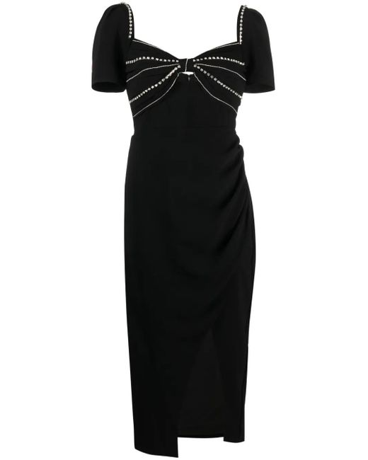 Vestido midi con apliques de strass Self-Portrait de color Black
