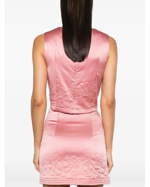 Ermanno Scervino Pink Floral-Embroidered Top