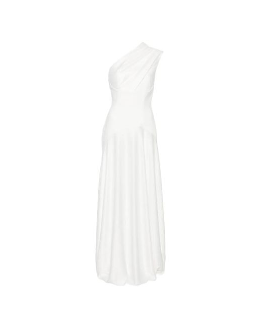 Solace London White One-Shoulder Draped Maxi Dress