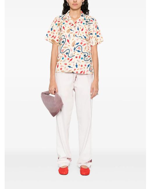 FEDERICO CINA White Bleached-Effect Trousers
