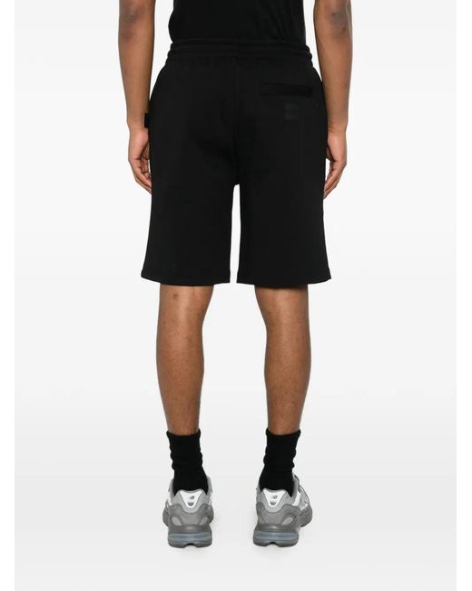 OUTHERE Black Logo-Patch Drawstring Shorts for men