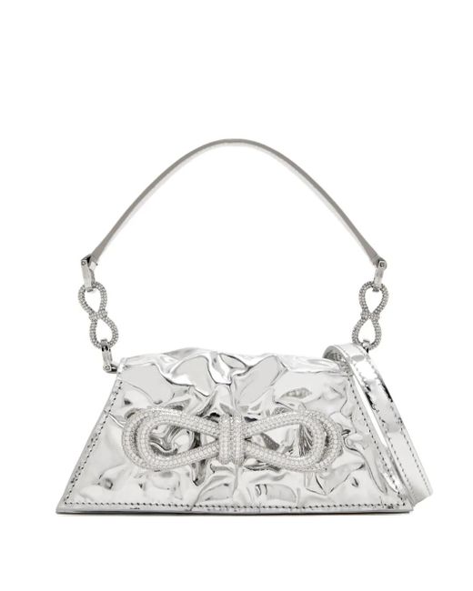 Mach & Mach White Small Double Bow Samantha Tote Bag