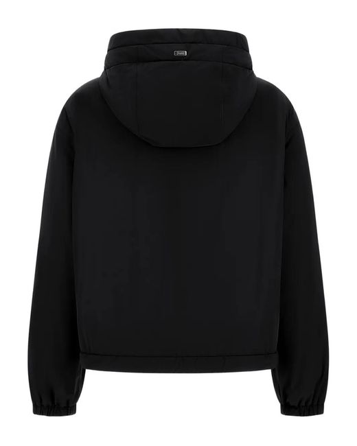 Herno Black Hooded Drawstring Jacket