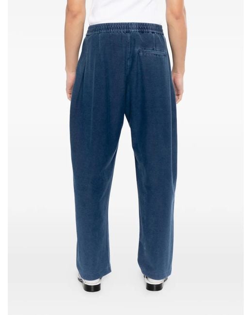 CROQUIS Blue Tapered Drawstring Knit Trousers for men