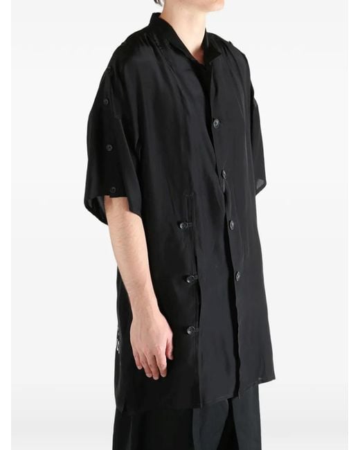 Yohji Yamamoto Black Graphic-Print Silk Shirt for men