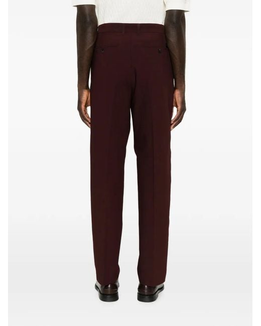 Emporio Armani Red Pressed-Crease Straight-Leg Trousers for men