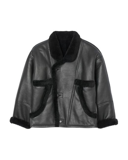 Sandro Black Shearling Coat