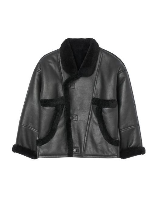 Sandro Black Shearling Coat