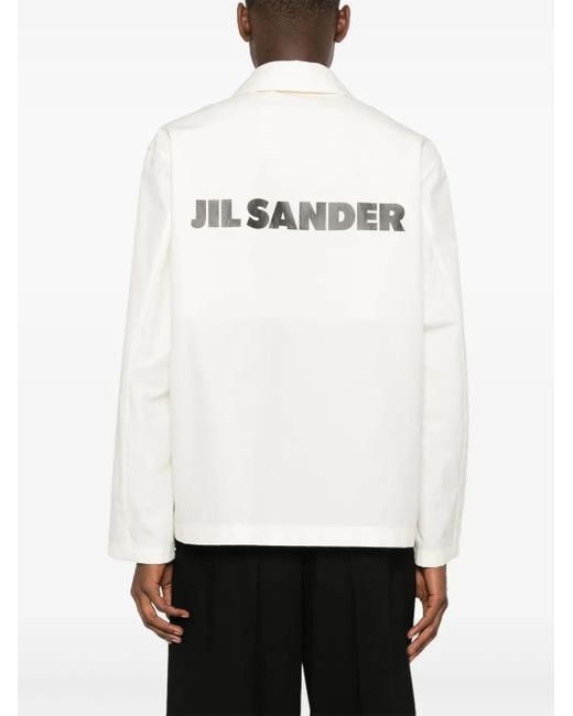 Jil Sander White Logo-Print Jacket for men