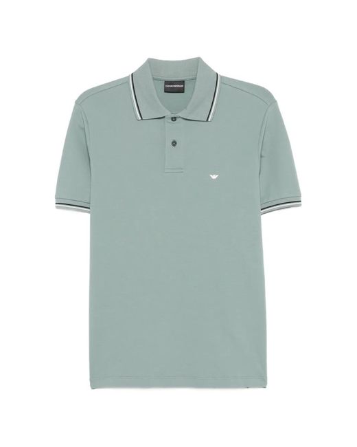 Emporio Armani Blue Logo-Embroidered Polo Shirt for men