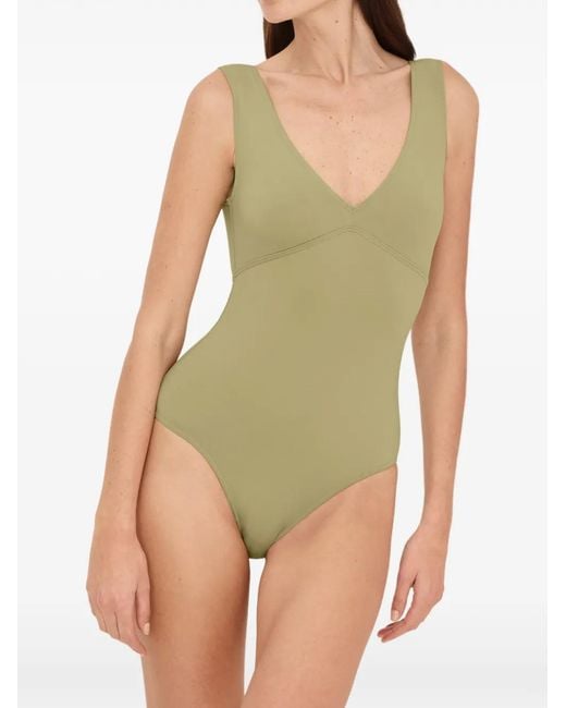 Eres Green Hold Up V-Neck Swimsuit