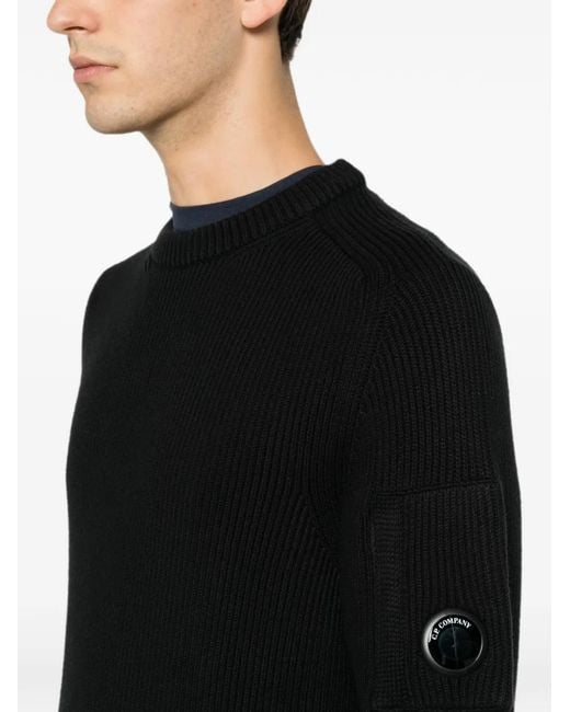 C P Company Black Ribbed-Knit Sweater for men
