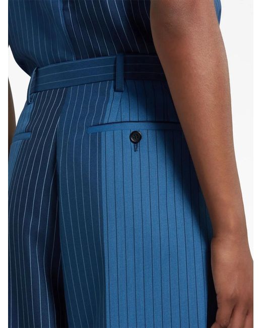 Marni Blue Pinstriped Straight-Leg Trousers
