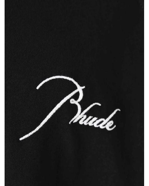 Rhude Black Embroidered-Logo T-Shirt for men
