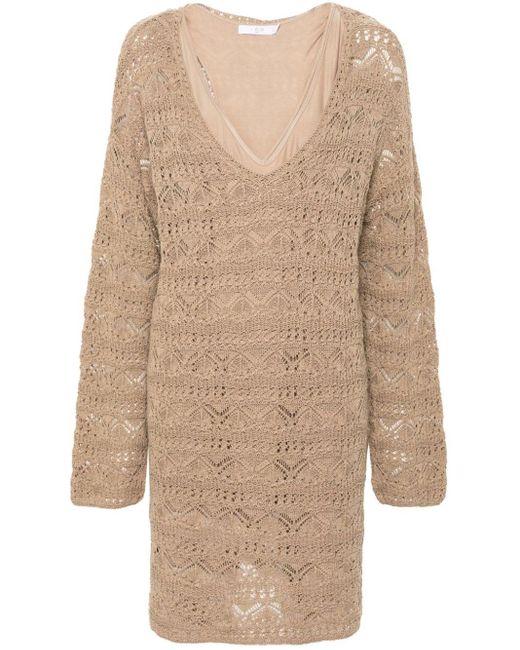 IRO Natural Lizami Crochet-knit Mini Dress