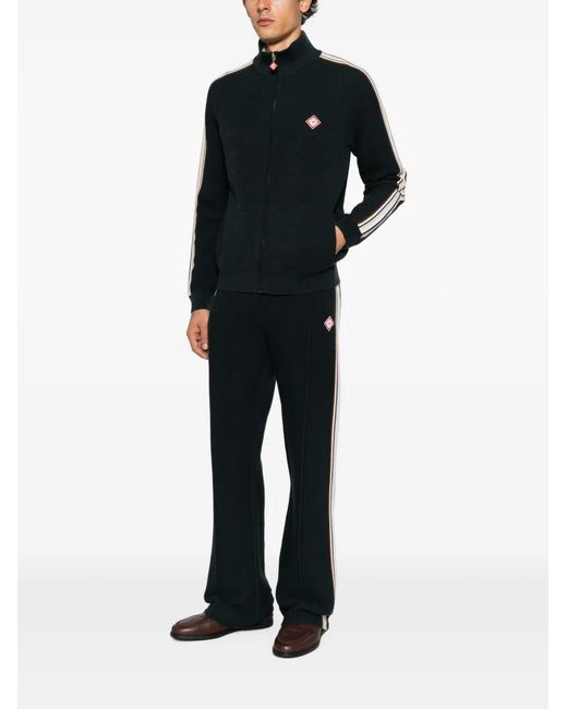 Casablanca Black Logo-Patch Zip-Up Sweater for men