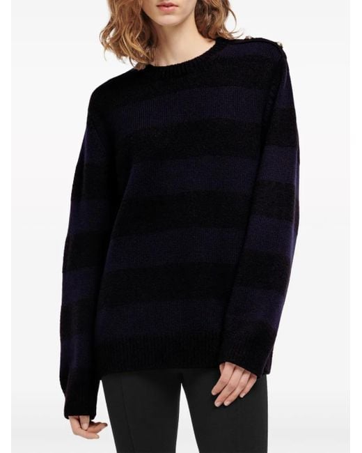 Barrie Black Striped Chunky-Knit Jumper