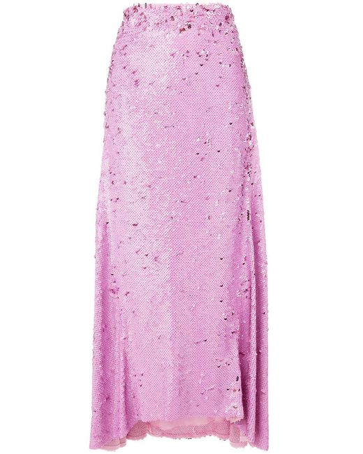 Nina Ricci Pink Draped Sequined Skirt