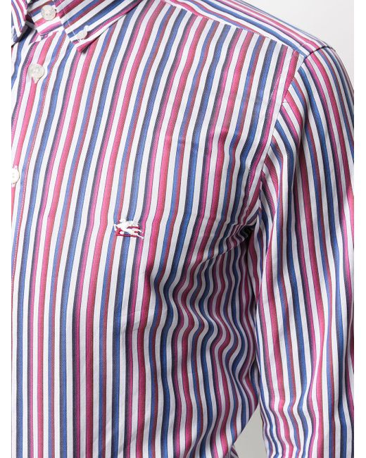 Etro コットン ストライプ シャツ カラー ピンク メンズ Lyst