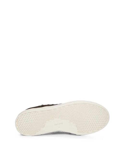 Stepney Workers Club Brown Omni Frayed Topstitched Sneakers for men