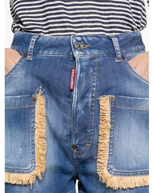 DSquared² Blue Raphia Shorts