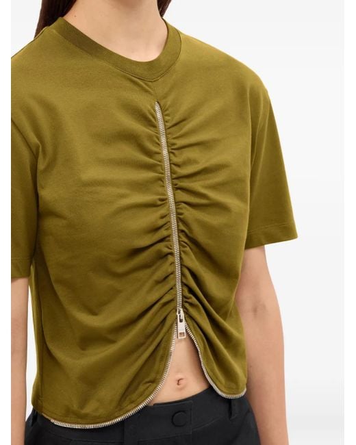 MSGM Green Zip-Detail T-Shirt