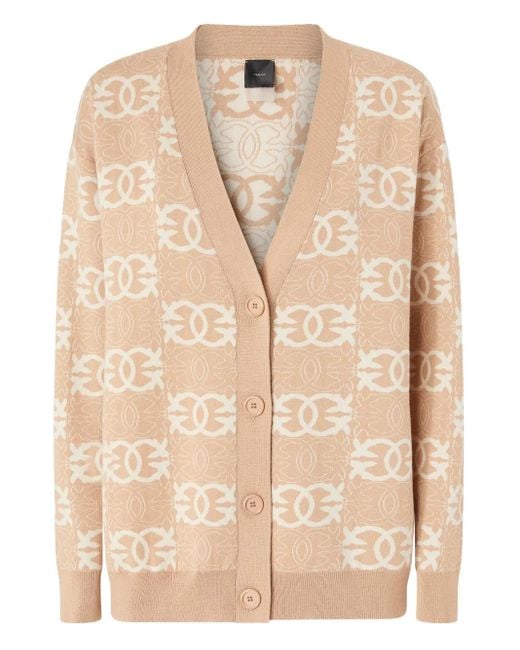Pinko Natural Geometric-Pattern Cardigan