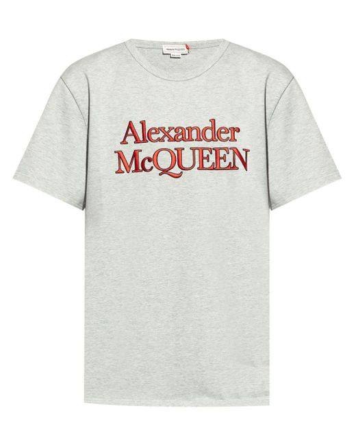 メンズ Alexander McQueen ロゴ Tシャツ Gray