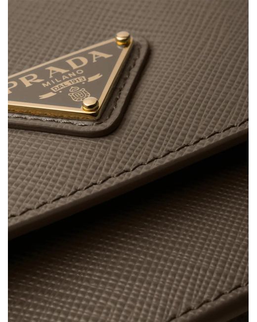 Prada Gray Triangle-logo Leather Mini Bag
