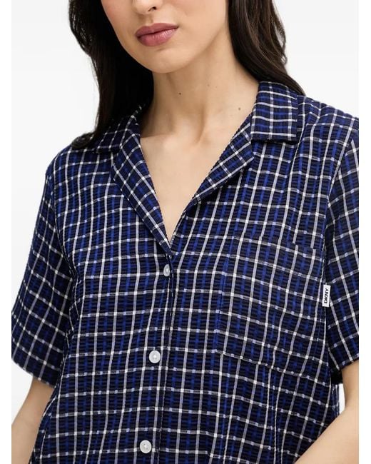 DKNY Blue Check-Pattern Pajamas