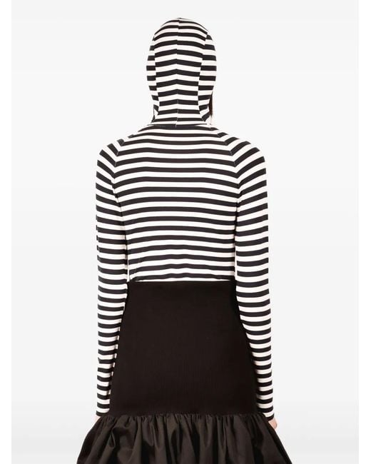Ioana Ciolacu White Hooded Striped Bodysuit