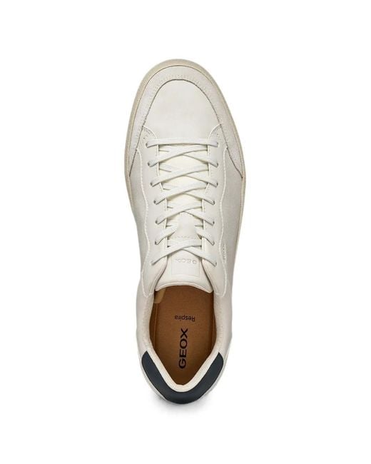 Geox White Serifos Panelled Lace-Up Sneakers for men