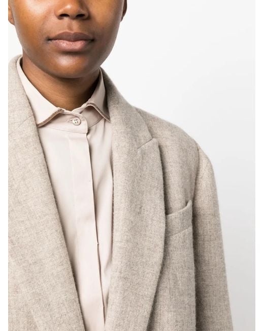 Brunello Cucinelli Natural Single-breasted Jacket In Yak Canvas