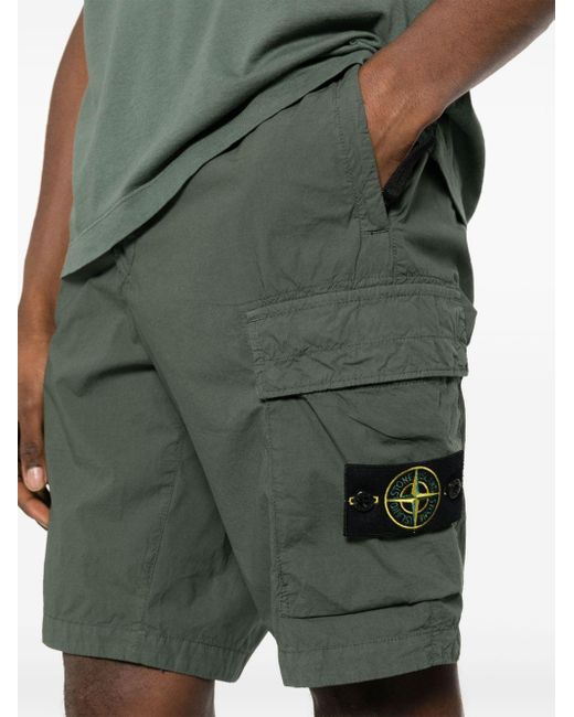 Stone Island Green Logo Cotton Regular Shorts for men