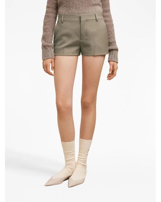 AMI Natural Tailored-Cut Wool Shorts